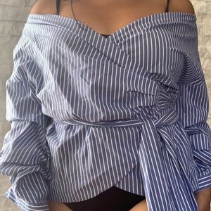 Striped Wrap Blouse
